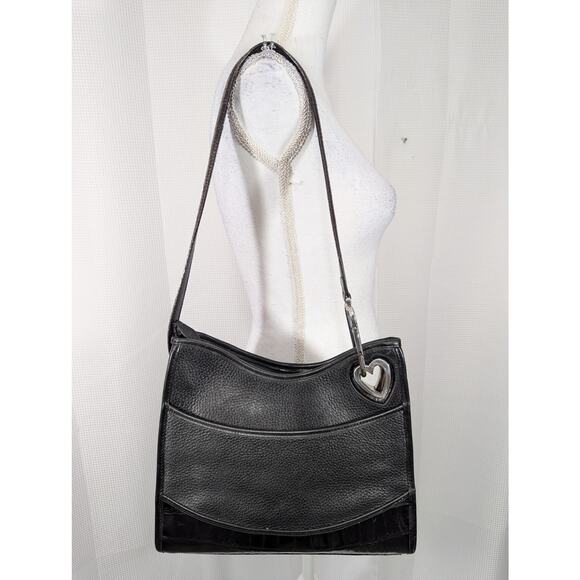 Brighton Black Satchel Bag with Heart Detail - Picture 5 of 10